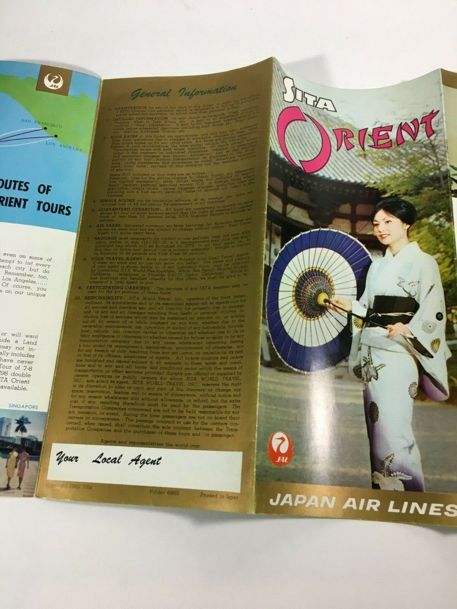 Vintage 1965 JAL Japan Air Lines Timetable Brochure Travel Guide