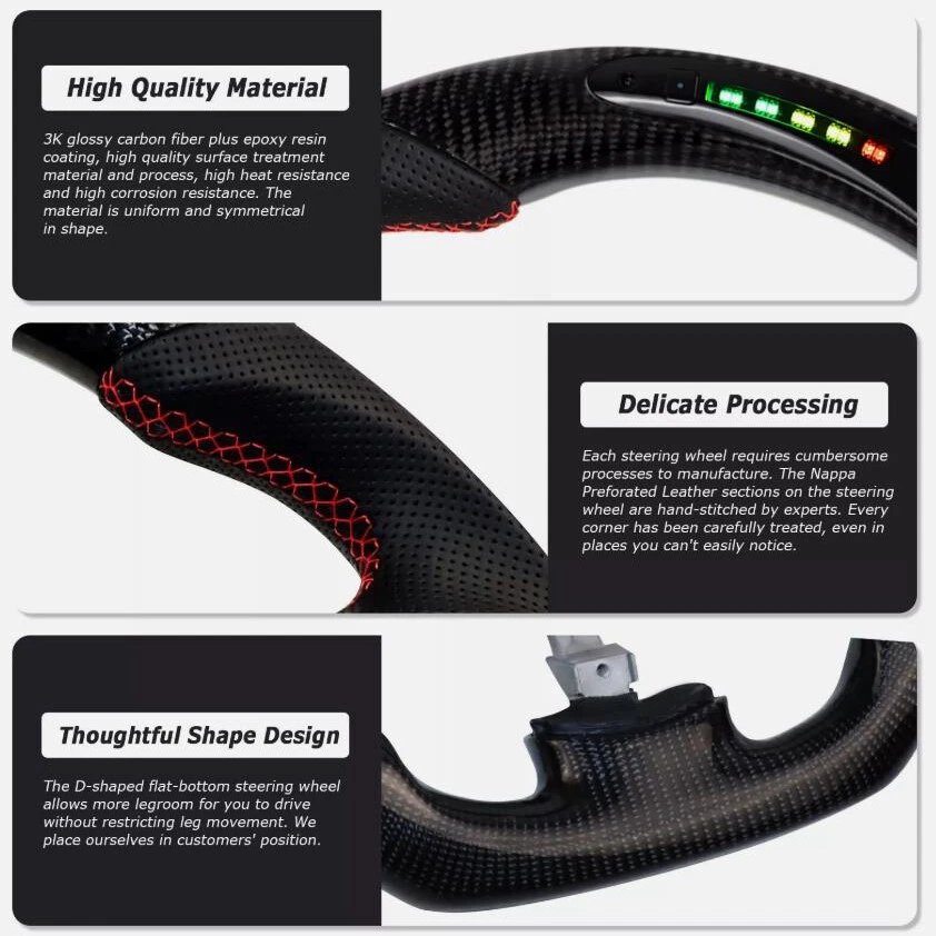 Volante LED para Chevrolet Corvette C6 Z06 ZR1 2006~2011 fibra de carbono Foto 4 de 4