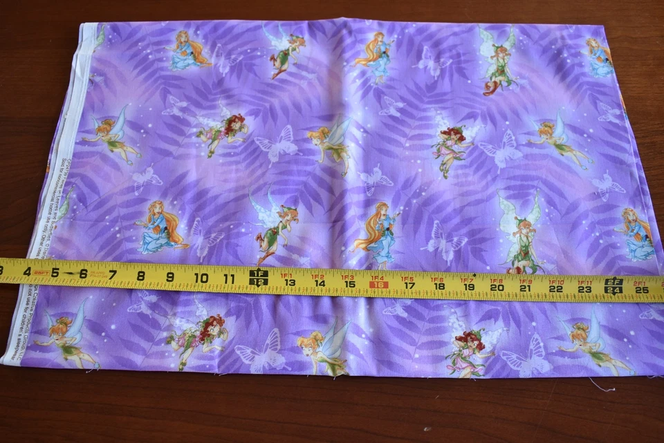18" Long, Disney Fairies & Butterflies on Lavender Quilt Cotton, Springs, N3423 - Image 4 of 4