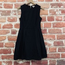 Gap Dress Womens Size 2 Plain Black Embroidered Floral Eyelet Casual Zip Up