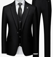MAGE MALE Mens Suits Slim Fit 3 Piece Tuxedo Suit One Button Solid Prom Wedding