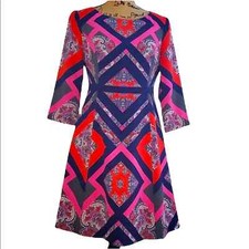 Vince Camuto Dress Womens Size 6 Fit & Flare Paisley colorful print preppy money