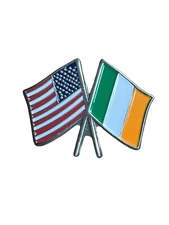 United States & Irish Flags Irish-American Heritage Pride Engraved Pin