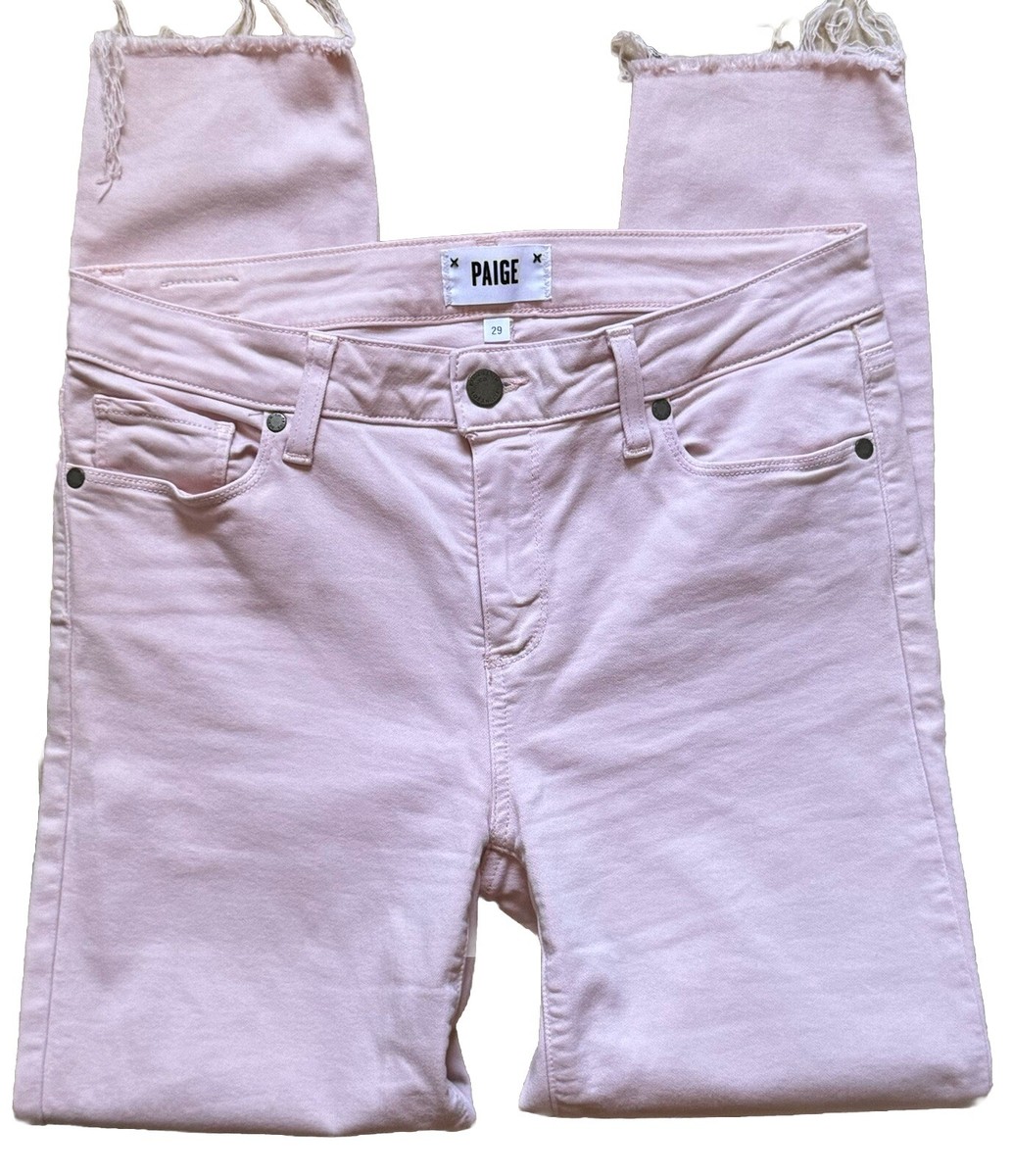 PAIGE Jeans Women's 29 Pink Denim Skinny Verdugo Crop Stretch Frayed Casual