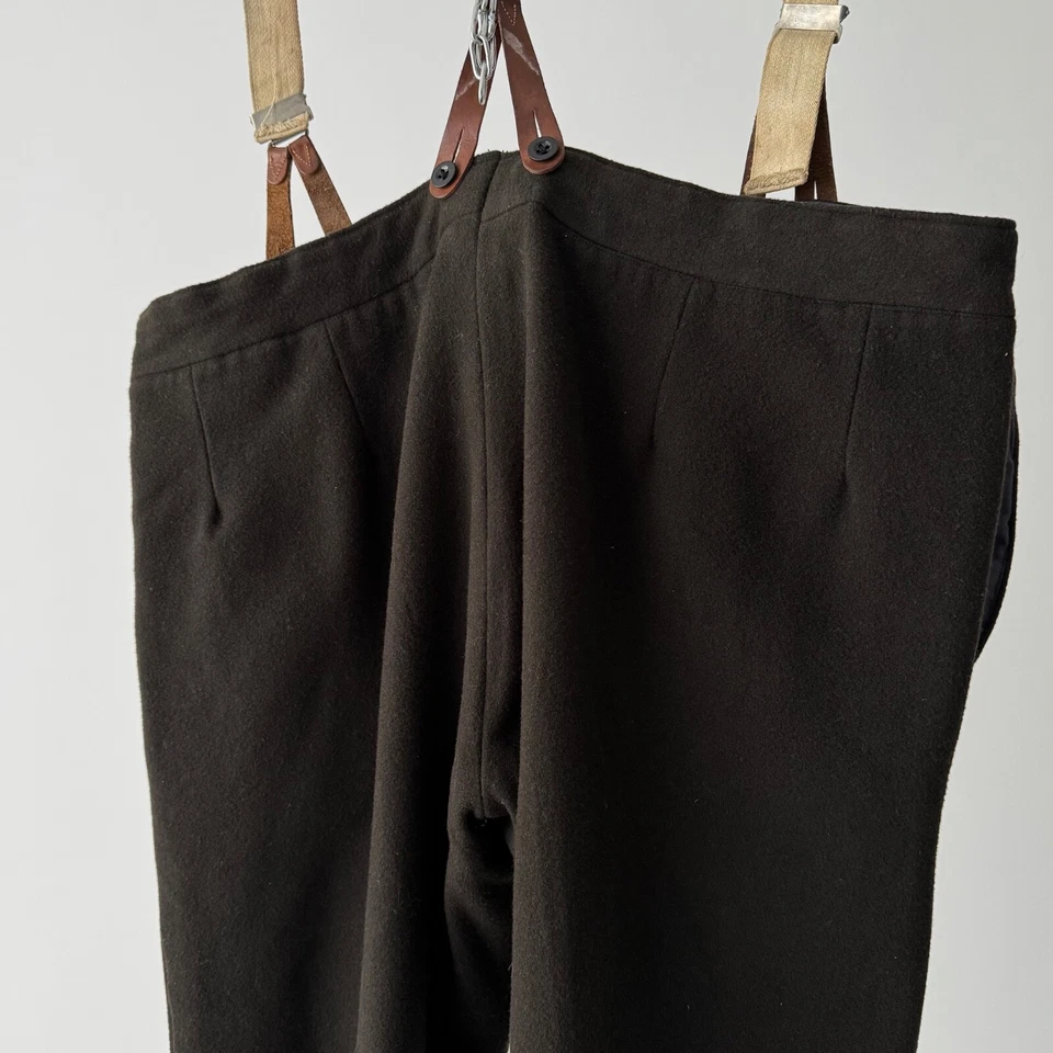 Vintage 50s European Workwear Rancho Suspender Brown Heavy Wool Pants Big Size - Image 4 of 4