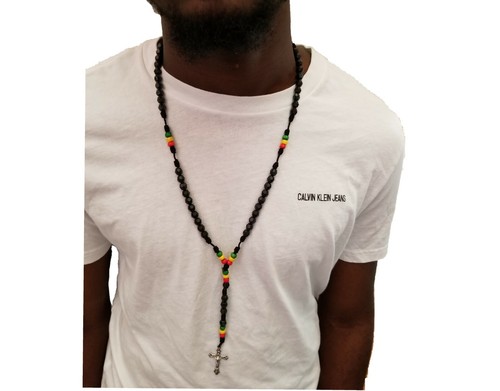 Collar de Jesús Rosario Cruz Rasta Irie Rosario Cuentas Hip Hop Negro vidas importan - Imagen 7 de 8