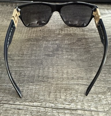 Versace 4296 Women's Square Black Sunglasses Gray Tinted Lenses Gold Detail