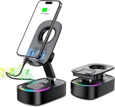 Phone Stand with Wireless Bluetooth Speaker,5 in1 iPhone Holder with Colorful Li
