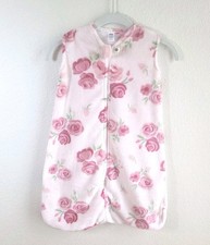 Hudson Baby Infant Sleep Sack 6-12 Months Pink Fleece Zip Sleeveless Roses HB