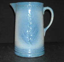 Beautiful Rare Blue & White Stoneware "Pinecone" Pitcher - Salt Glazed Pottery
