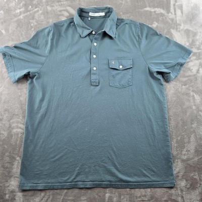Criquet Polo Shirt Mens XL Blue Solid Cotton Pocket Golf Casual Soft Comfort