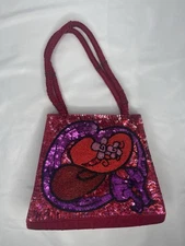 Vintage Red Hat Society Red Velvet & Sequin Beaded Purse with Double Handles