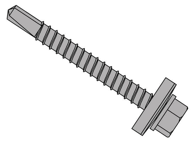 Forgefix Techfast Roofing Sheet To Steel Hex Screw & Washer No.3 Tip 5.5 X 70Mm