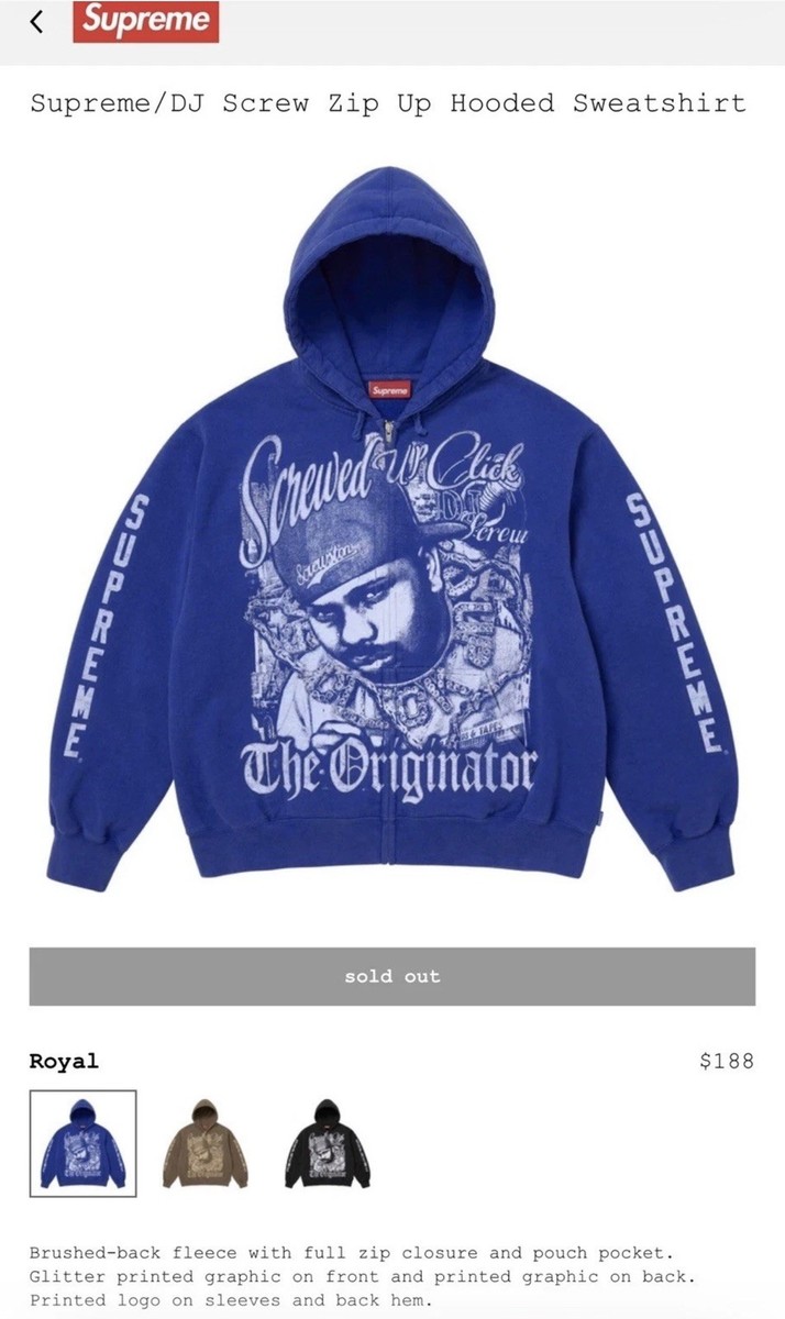 Supreme DJ Screw SS26 Size Large Hoodie - Royal Blue | eBay