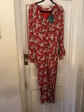 New RIXO LONDON 100% SILK RED FLORAL PRINT COLEEN MIDI LONG DRESS,Medium