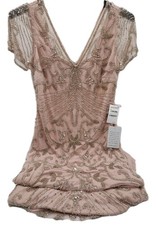 NEW PISARRO NIGHTS SZ 4 SPECIAL EVENT LILAC BEADED MESH COLUMN GOWN K3-B2
