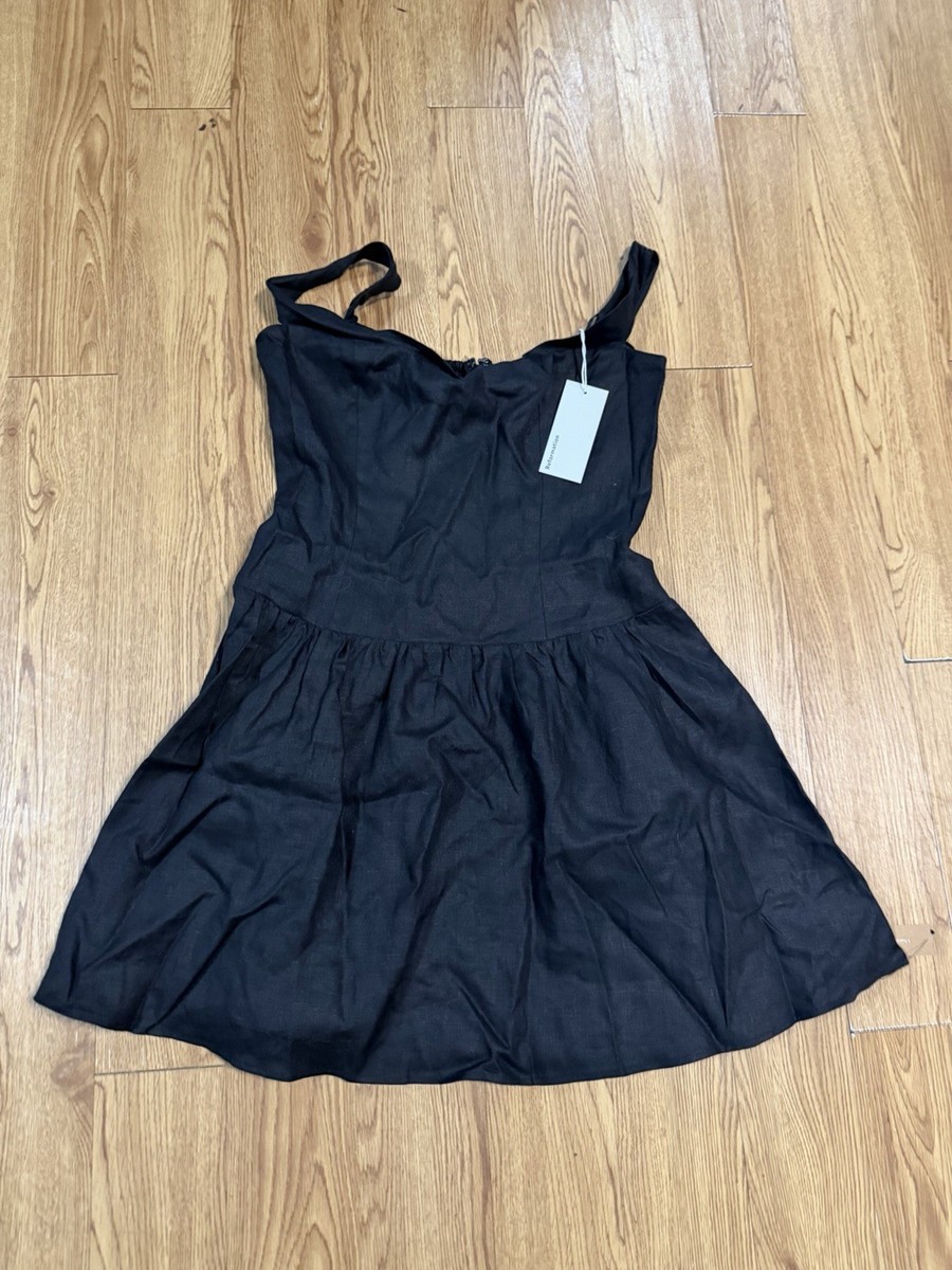 Reformation Sora Linen Off Shoulder Sweetheart Dress Black Mini Size 8 NWT  $248 | eBay