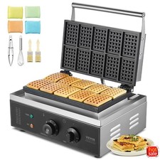 Commercial Waffle Maker 10PCS 1550W Non-Stick Belgian Waffle Iron Temp Control