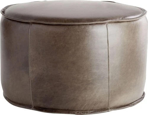 Lusso Collection Gray Leather Pouf-Versatile Comfort - Picture 3 of 5