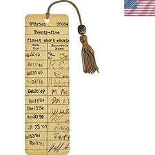 Charming Vintage Library Card Beaded Bookmark - Perfect Gift for Avid Readers