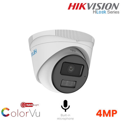 Hikvision HiLook 4MP IP POE Dome Kamera ColorVu 2,8mm Weiß Outdoor Hybrid