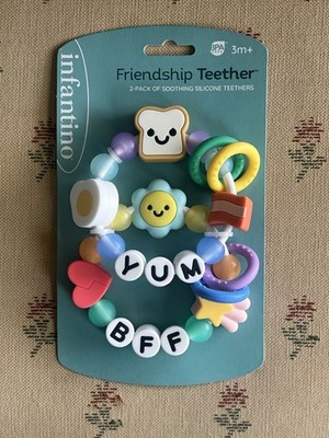 Infantino Friendship Teether 2 Pack Silicone Baby Teethers BPA Free 3M+