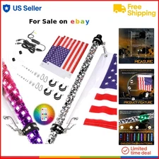 LED Whip Lights Nylon Silicone 3ft 2 Pack Offroad Warning Signal Decor