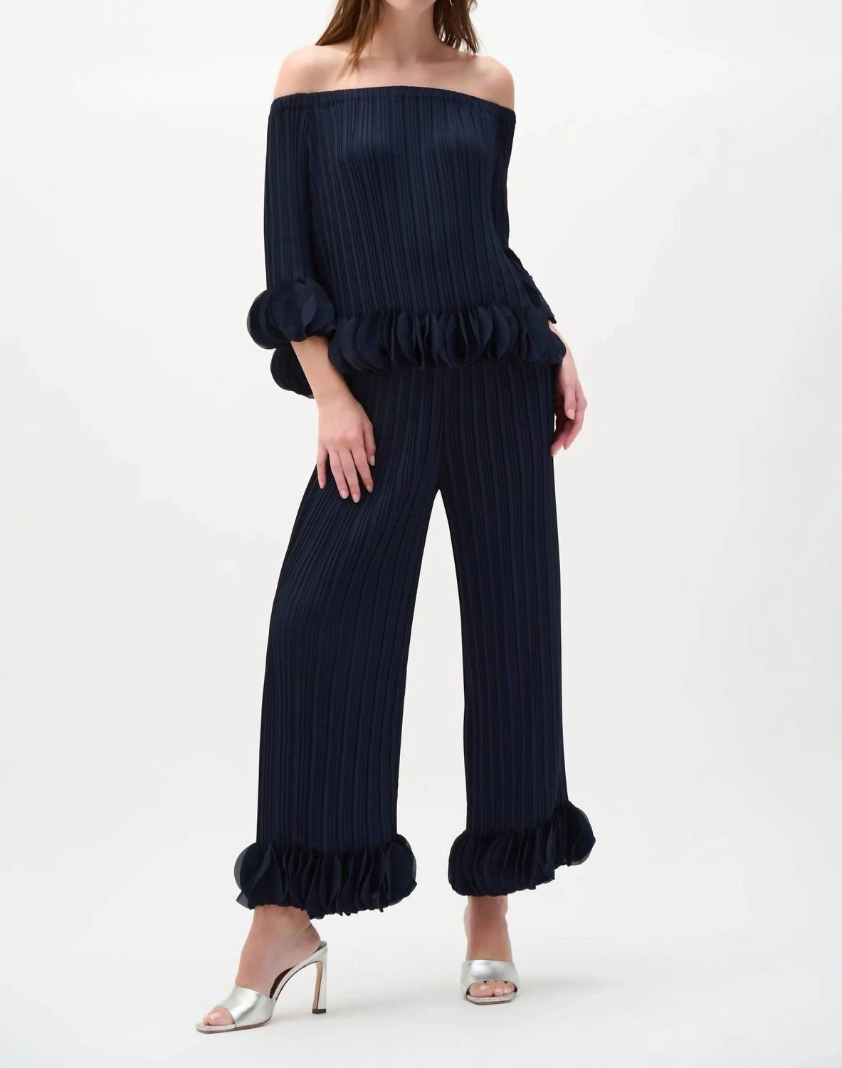 Joseph Ribkoff Lightweight Pleated Wide Leg Pants Size M
