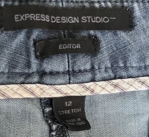 Express Design Studio Jeans Womens 12 Blue Denim Editor Wide Leg Mid Rise - Picture 2 of 3