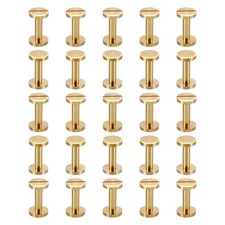 25 Sets Chicago Screws, M4x14mm Brass Chicago Screw Slotted Binding Post Screw