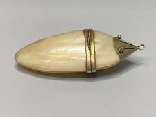 Antique Mother of Pearl Chatelaine Hinged Perfume/Snuff Pendant c1900