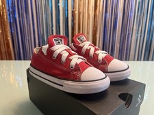 Converse Chuck Taylor All Star Toddler Size 10C Red Low Top Sneakers With Box