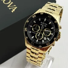 Bulova Marine Star Chronograph Men's Quartz Watch Black Dial 41.5 mm 98B406