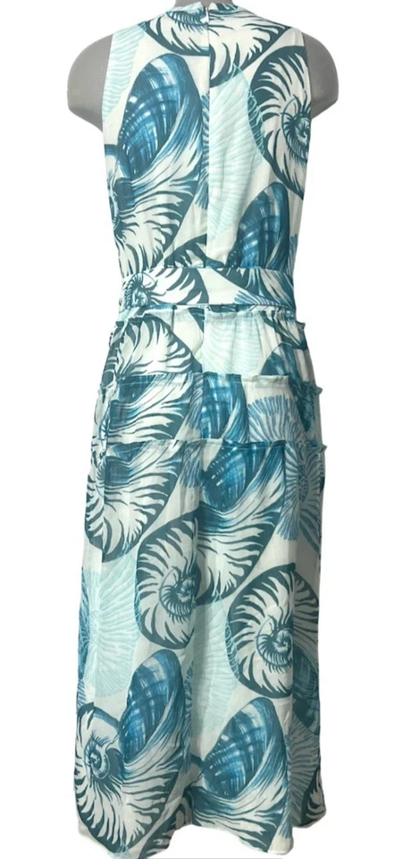 Vestido Camisa Midi White House Black Market SL Blanco Azul Conchas Talla 14 Nuevo con Etiquetas $175 Foto 2 de 4