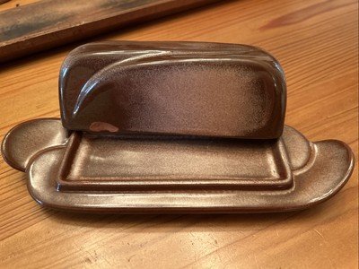 Frankoma Pottery 4K Covered Butter Dish Prairie Brown Plainsman Vintage