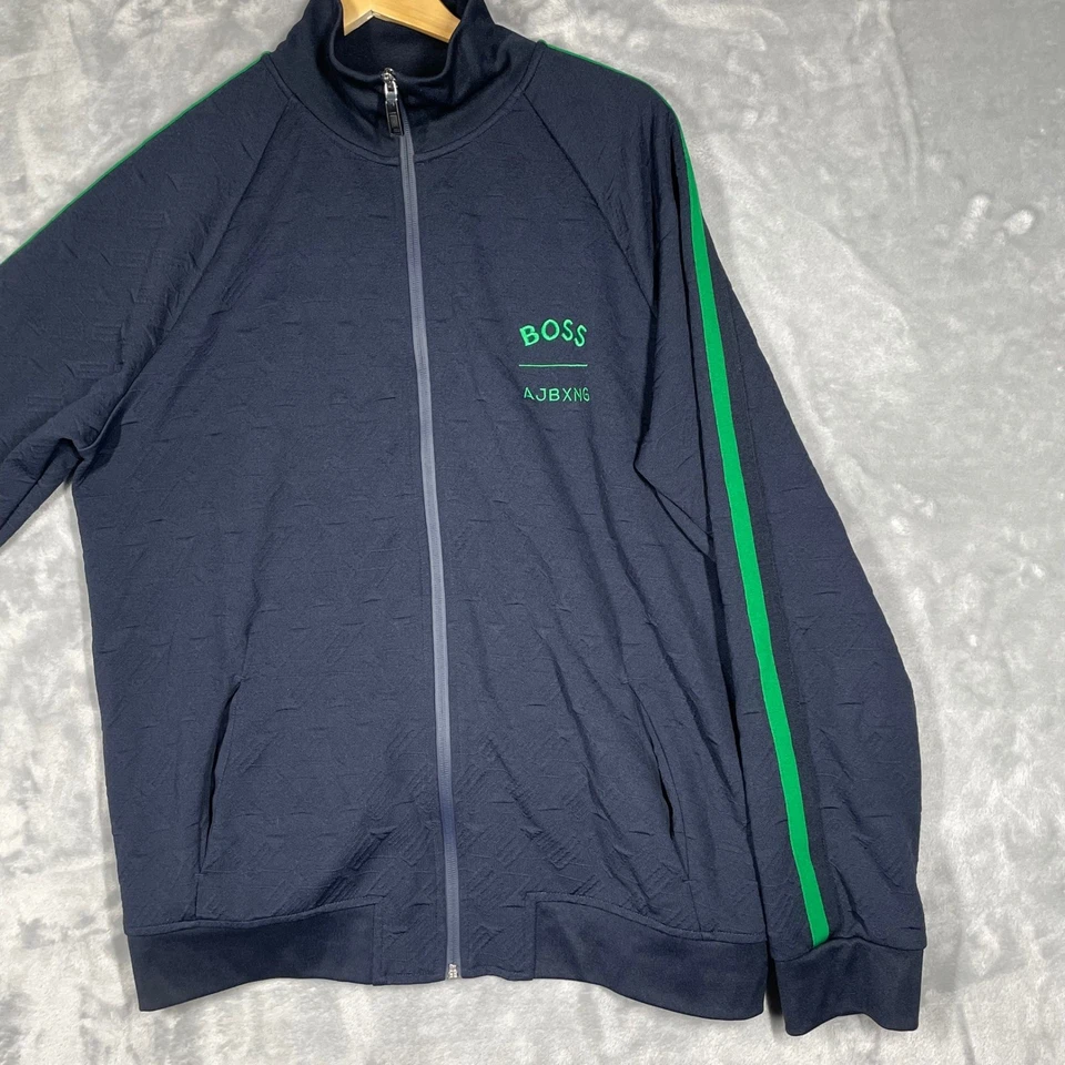 Chaqueta de Boxeo BOSS AJBXNG Anthony Joshua Cremallera Completa Azul Marino Verde Rayas Hombres XL Foto 3 de 4