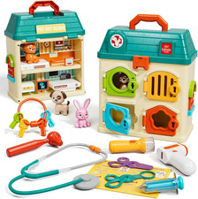 Veterinarian Playset for Kids, Pet Vet Toys Doctor Kit for Toddlers 3-5, Critter