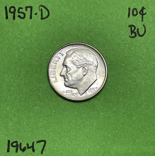 1957 D Roosevelt Dime 10c BU 90% Silver