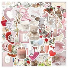60pc Pink Coquette Vintage Sticker Pack Lot Laptop, Scrapbook, Journaling