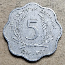 East Caribbean States 5 Cents - 1984 - Aluminum Coin - KM# 12 - Queen Elizabeth
