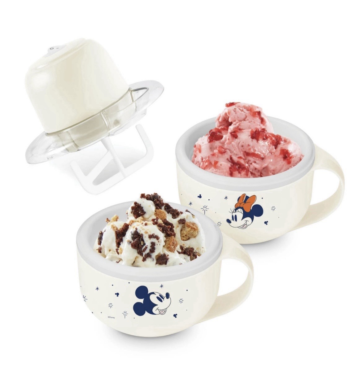 Disney Dash Mickey & Minnie My Mug Ice Cream Maker Bundle Two Half Pint Capacity
