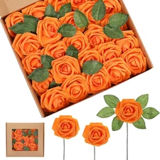 Artificial Foam Rose Flowers Vintage Fake Roses DIY Bouquets with Leaves and Ste