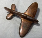 WW2 TRENCH ART BRASS BADGE OF A SPITFIRE AIRCRAFT MILITARY RAF WORLD WAR II