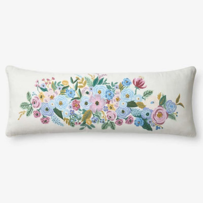 The Company Garden Party Decorative Lumbar Pillow Cover - Ivory Lumbar