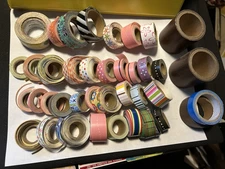 Lot of 41 PAPER WASHI TAPE - All NEW or Barely Used! Shapes Flower & More!