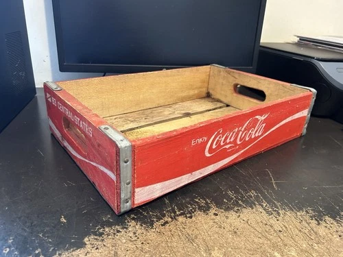 VINTAGE 18” COCA COLA 1983 CENTRAL STATES SODA POP 24 BOTTLE WOOD CRATE BOX