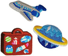 Space Travel Embroidered Iron on Sew on Patch Set Cute Astronaut Rocket Applique