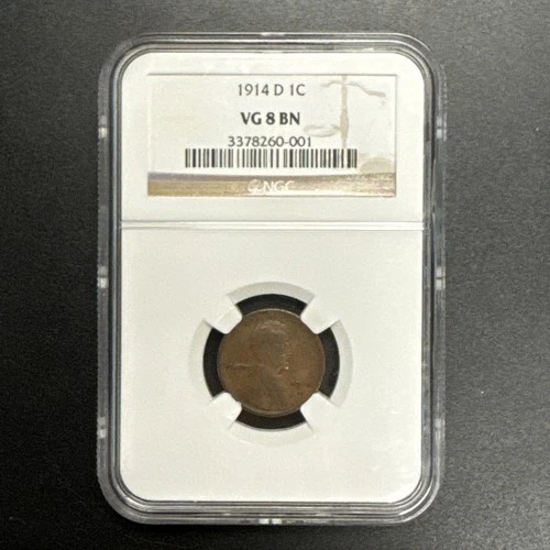 1914D Lincoln Wheat Cent NGC VG8 BN Brown