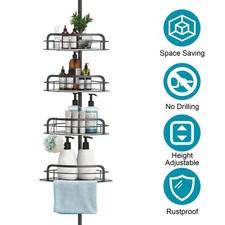 Corner Shower Caddy Tension Pole, Quick Setup, Rust-Free Bathroom Shower
