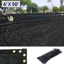 6' x 50' Black Fence Privacy Screen, Backyard Fabric Mesh Tarp Garden Windscreen